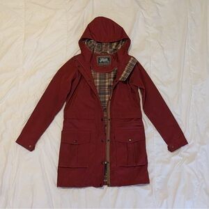 Women's Red Hooded Jacket or Rain Coat by ROOTS